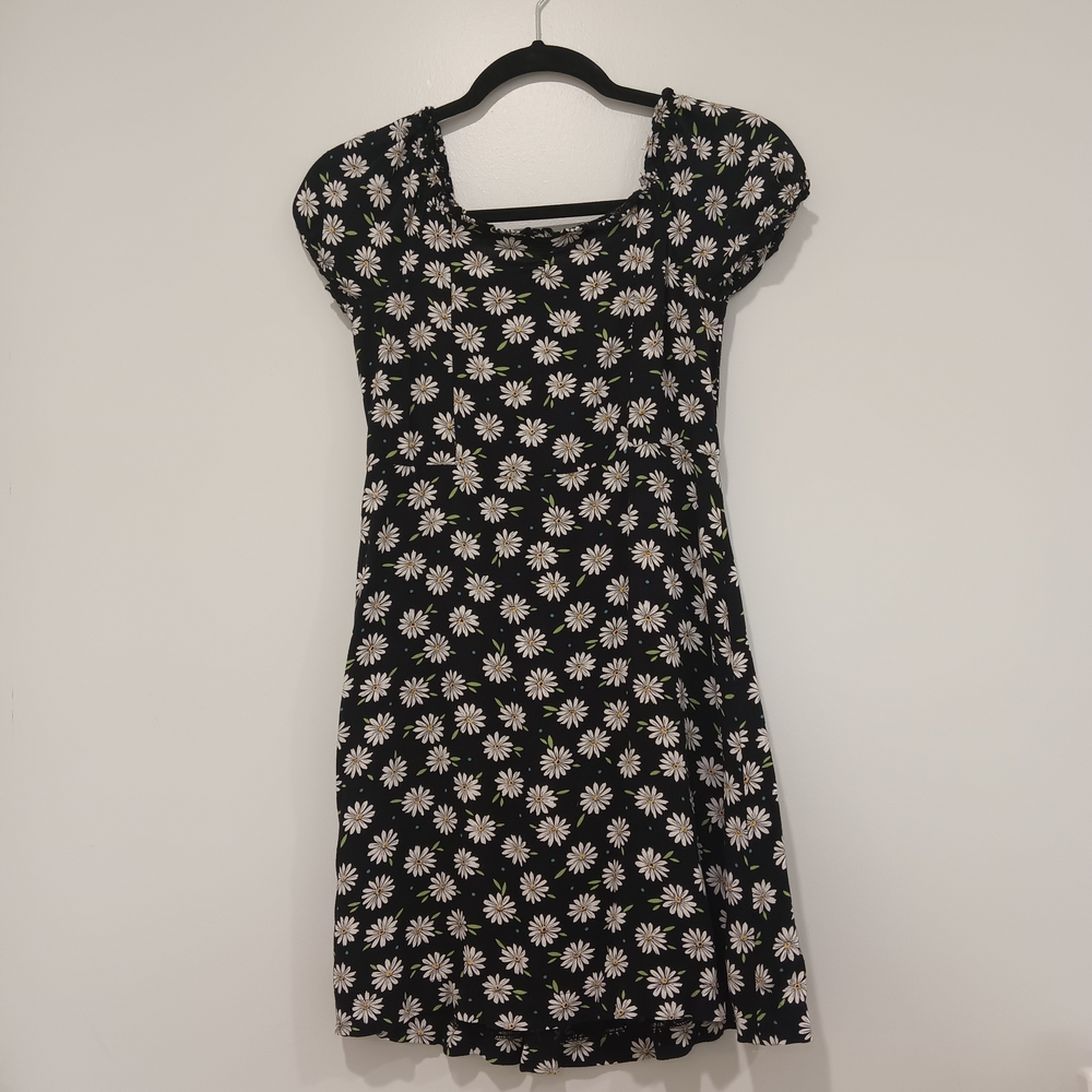 Old Navy Black Daisy Print Kids Dress